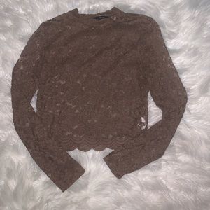 Long Sleeve brown lace top